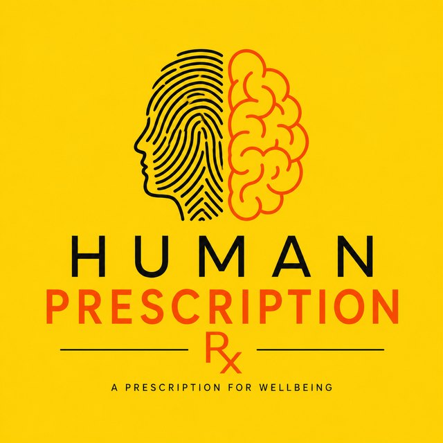 Human Prescription Rx podcast cover art — a fingerprint transforming into a brain